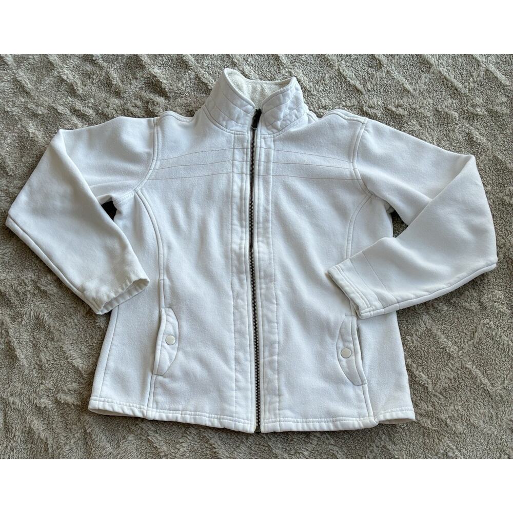 Columbia Jacket Women's M White Cotton Full Zip Up Fleece Lined Soft